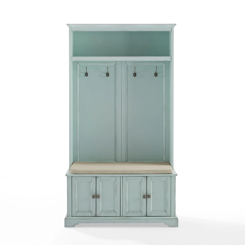 商品Crosley Furniture|Holbrook Hall Tree Distressed Seafoamblue/Oatmeal,价格¥3987,第3张图片详细描述