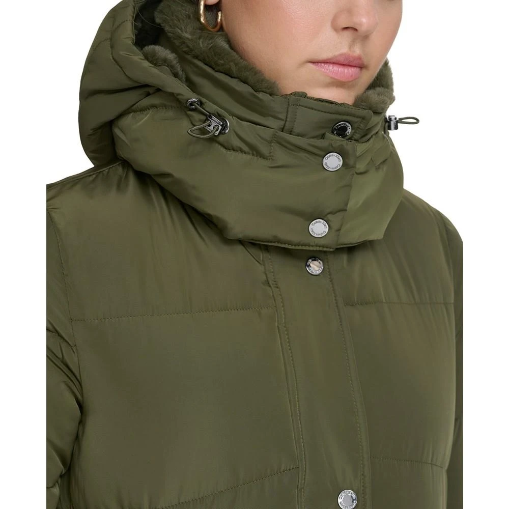 商品Calvin Klein|Women's Faux-Fur-Trim Hooded Puffer Coat, Created for Macy's,价格¥1463,第4张图片详细描述