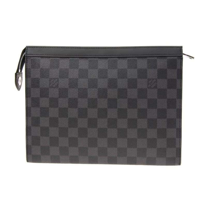 Louis Vuitton/路易威登 Pochette Voyage 中号黑棋盘格男士手拿包 N41696 送男友礼物 商品