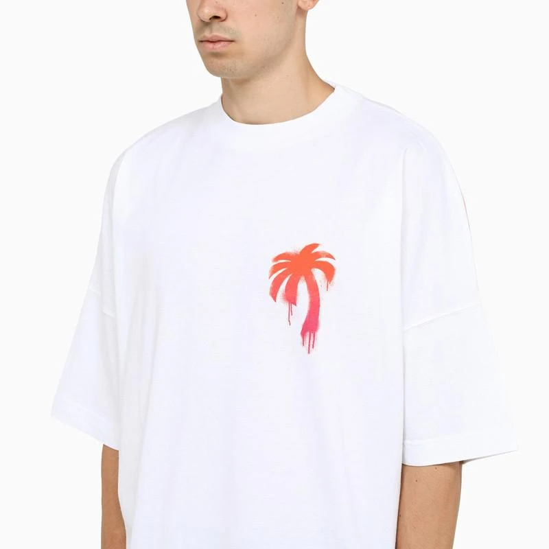 商品Palm Angels|Oversized white t-shirt with Palm logo,价格¥820,第4张图片详细描述