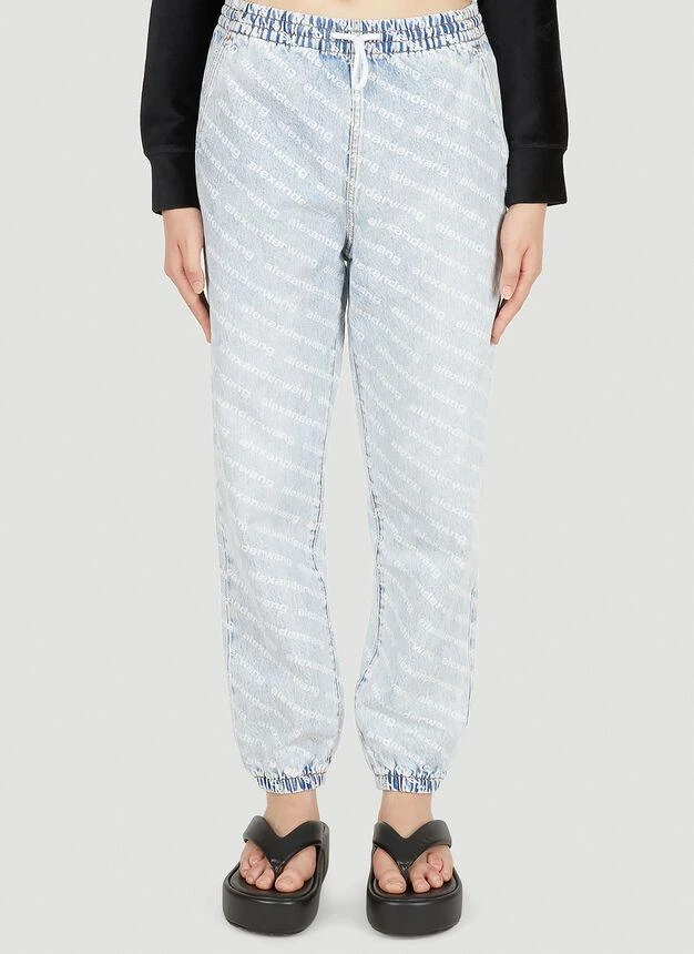 商品Alexander Wang|Denim Logo Track Pants in Light Blue,价格¥1735,第1张图片