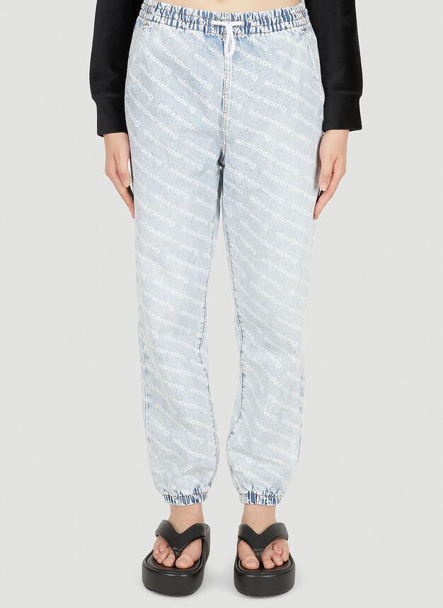 商品Alexander Wang|Denim Logo Track Pants in Light Blue,价格¥2834,第1张图片