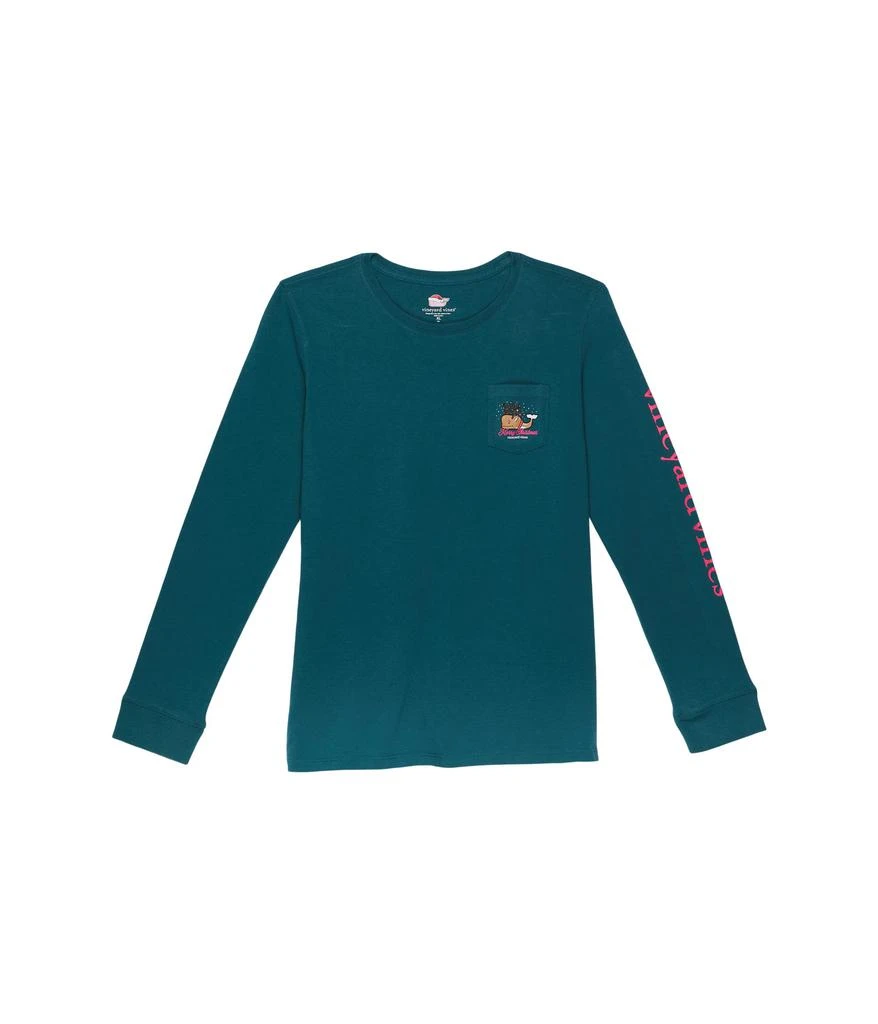 商品Vineyard Vines|Long Sleeve Reindeer Whale Pocket Tee (Toddler/Little Kids/Big Kids),价格¥247,第1张图片