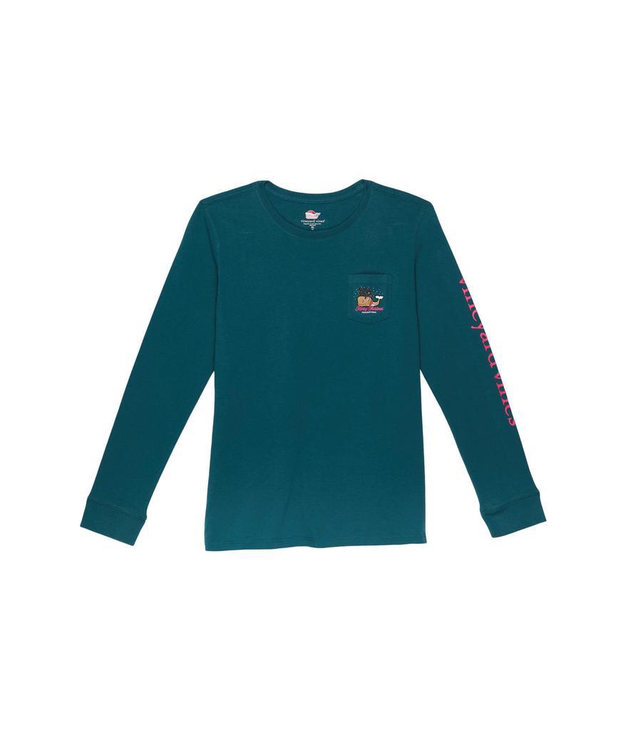 商品Vineyard Vines|Long Sleeve Reindeer Whale Pocket Tee (Toddler/Little Kids/Big Kids),价格¥149,第1张图片