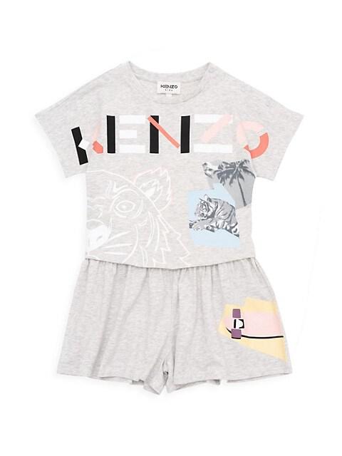 Little Girl's & Girl's Printed Logo Romper商品第1张图片规格展示