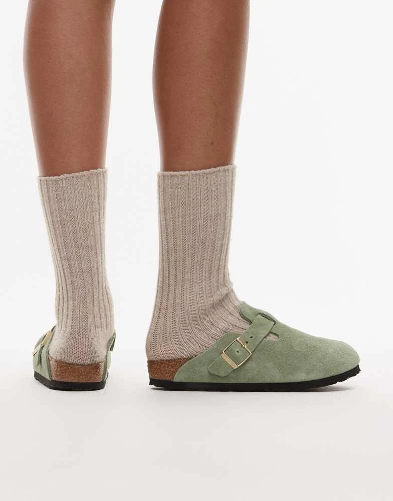 商品Birkenstock|Birkenstock Narrow Fit Boston clogs in green tea suede,价格¥1428,第4张图片详细描述