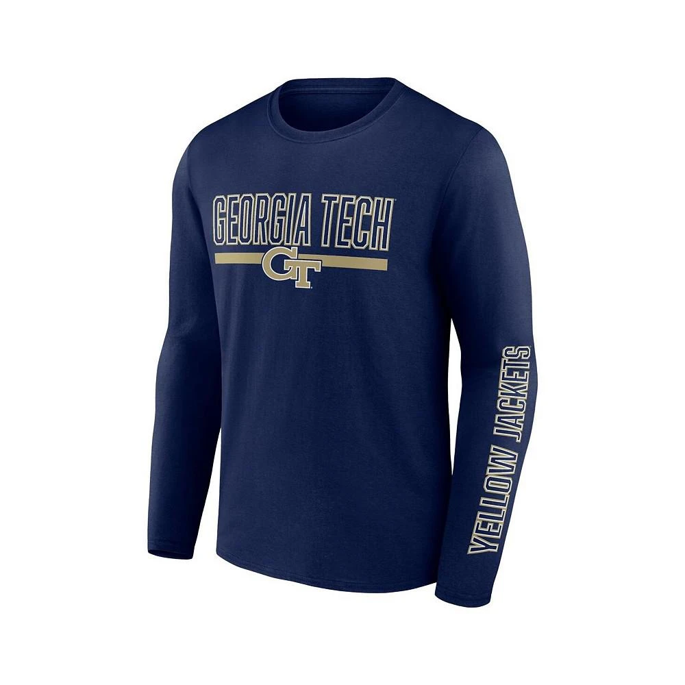 商品Fanatics|Men's Branded Navy GA Tech Yellow Jackets Modern Two-Hit Long Sleeve T-shirt,价格¥265,第3张图片详细描述