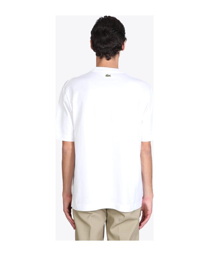 T-shirt White Cotton Oversized T-shirt With Big Crocodile Patch.商品第2张图片规格展示