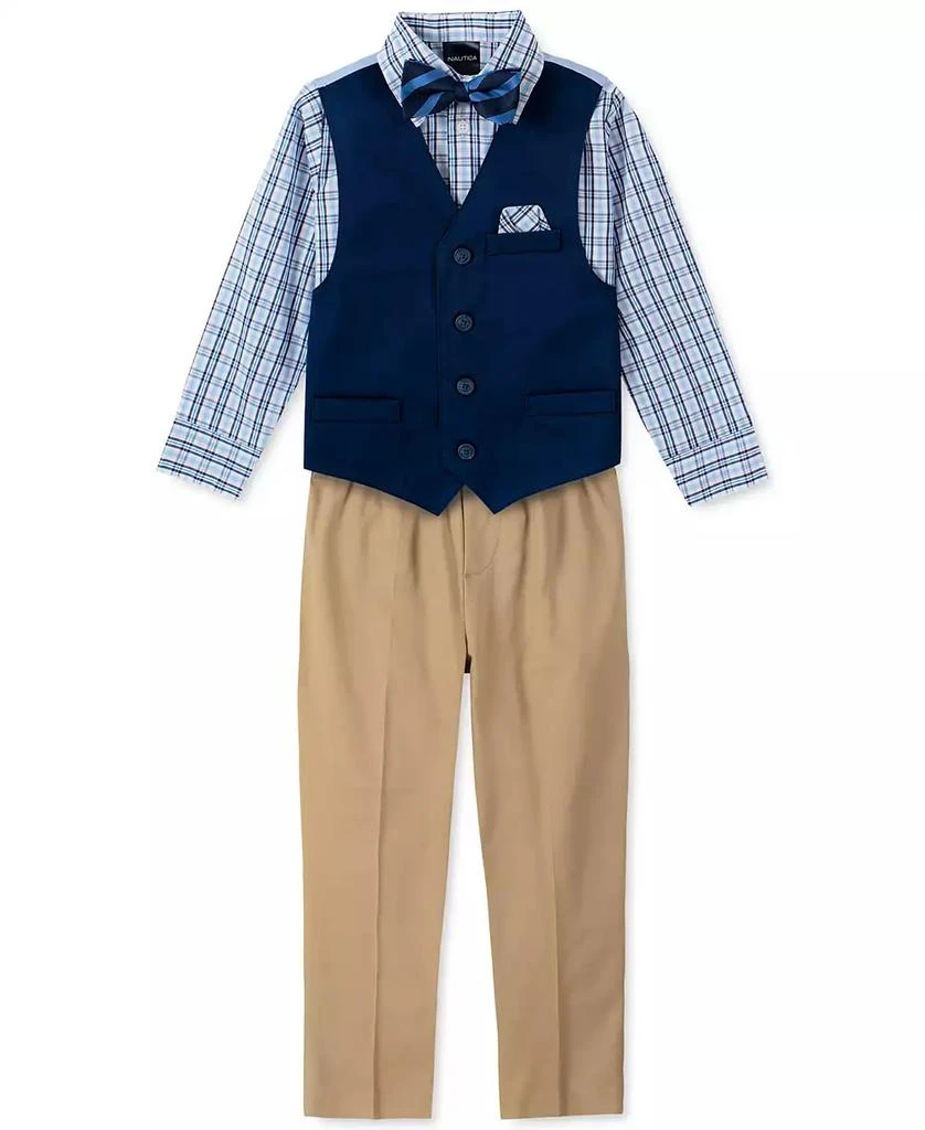 商品Nautica|Toddler and Little Boys 4-Pc. Twill Machine Washable Vest Set,价格¥336,第3张图片详细描述