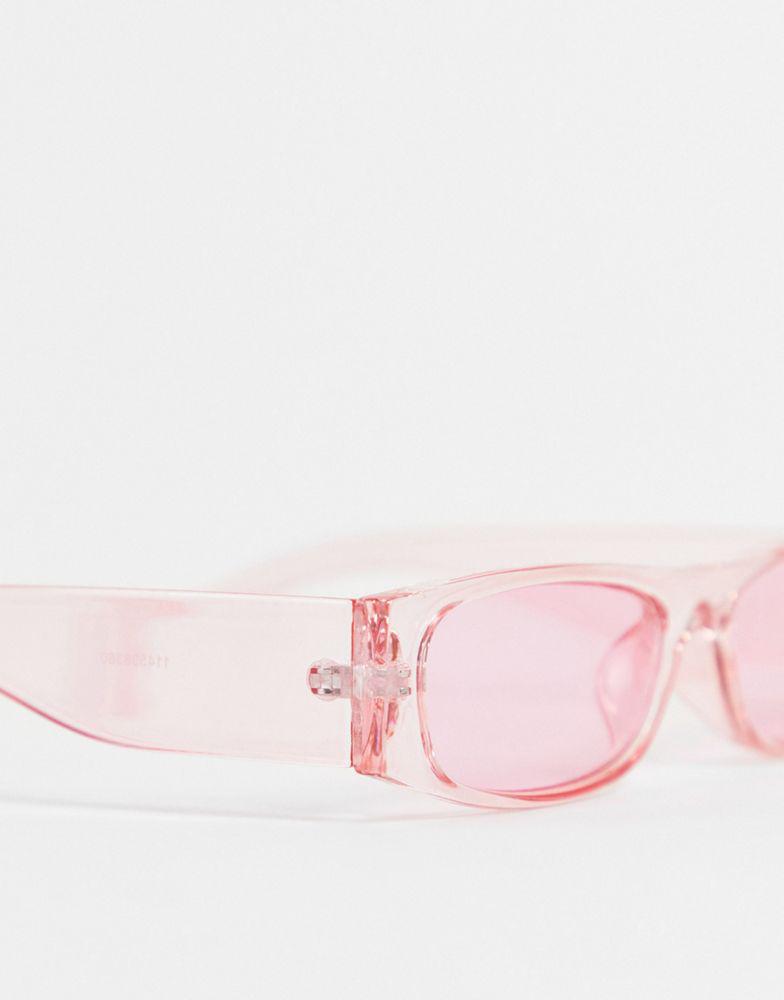 ASOS DESIGN 90's mini rectangle sunglasses in pink  - LPINK商品第3张图片规格展示