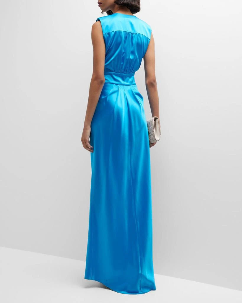 商品Ramy Brook|Quinn Pleated Deep V-Neck Satin Gown,价格¥2375,第4张图片详细描述
