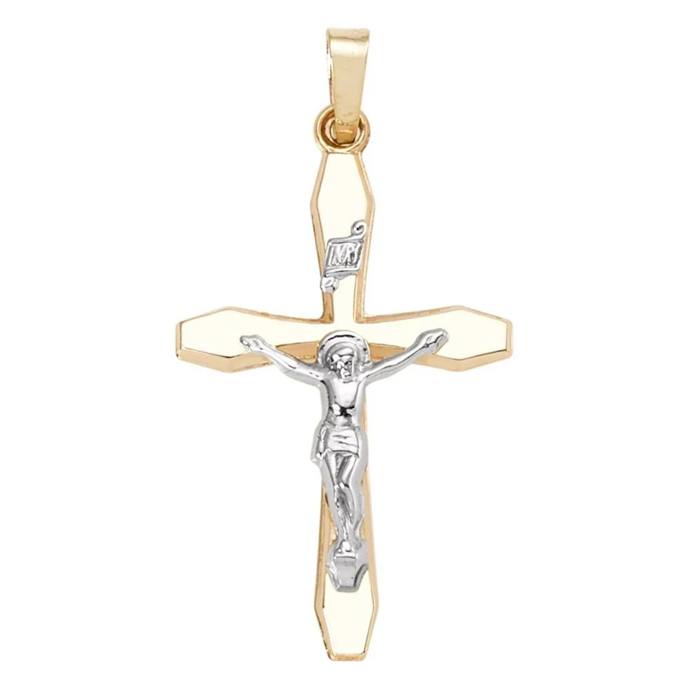 商品Macy's|Crucifix Cross Pendant in 14k Yellow and White Gold,价格¥1374,第1张图片