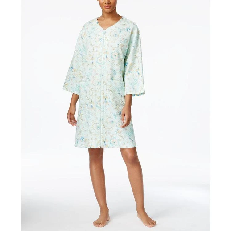 商品Miss Elaine|Printed Knit Zip-Front Short Robe,价格¥579,第2张图片详细描述