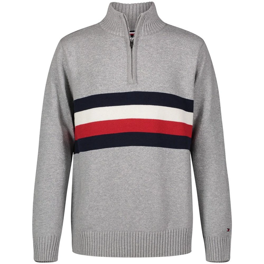 商品Tommy Hilfiger|Little Boys Signature Stripe Long Sleeve Quarter Zip Sweater,价格¥103,第1张图片