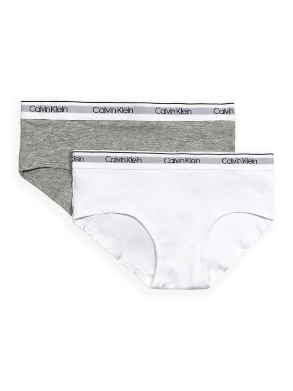 商品Calvin Klein|Girl's 2-Pack Logo Hipster Briefs,价格¥78,第1张图片