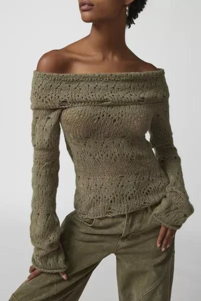 商品Urban Outfitters|UO Distressed Off-The-Shoulder Sweater,价格¥153,第3张图片详细描述