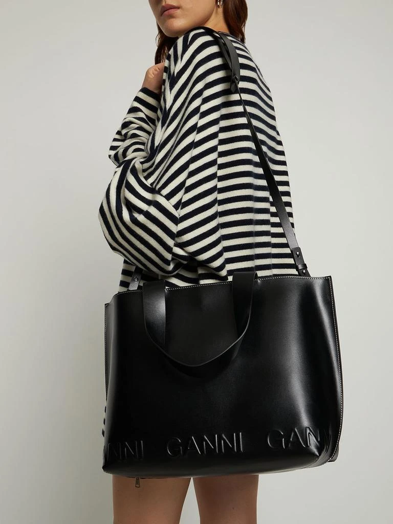 商品Ganni|Banner East West Leather Tote,价格¥3030,第1张图片详细描述