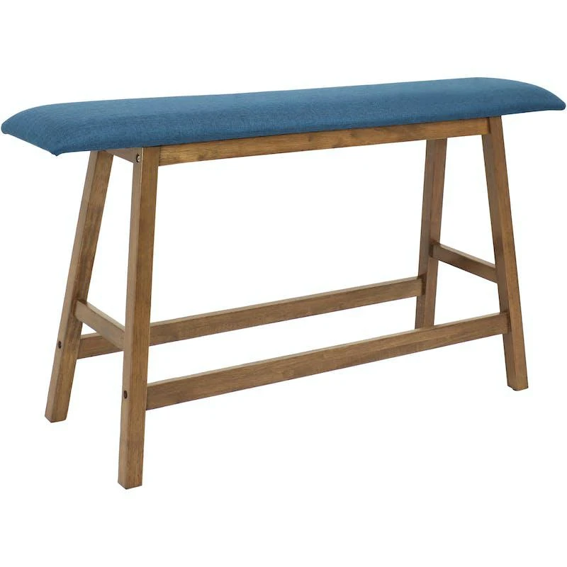 商品Sunnydaze Decor|Modern Counter Height Dining High Bench With Blue Cushioned Seat Kitchen Bar,价格¥976,第1张图片