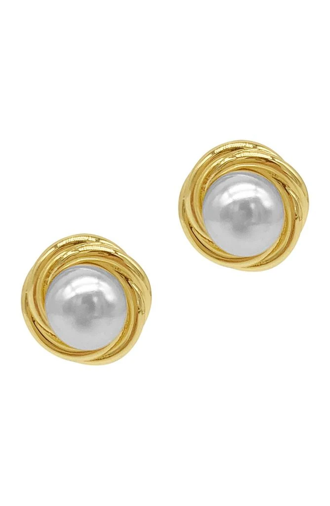 商品ADORNIA|14K Yellow Gold Plated Imitation Pearl Stud Earrings,价格¥154,第1张图片