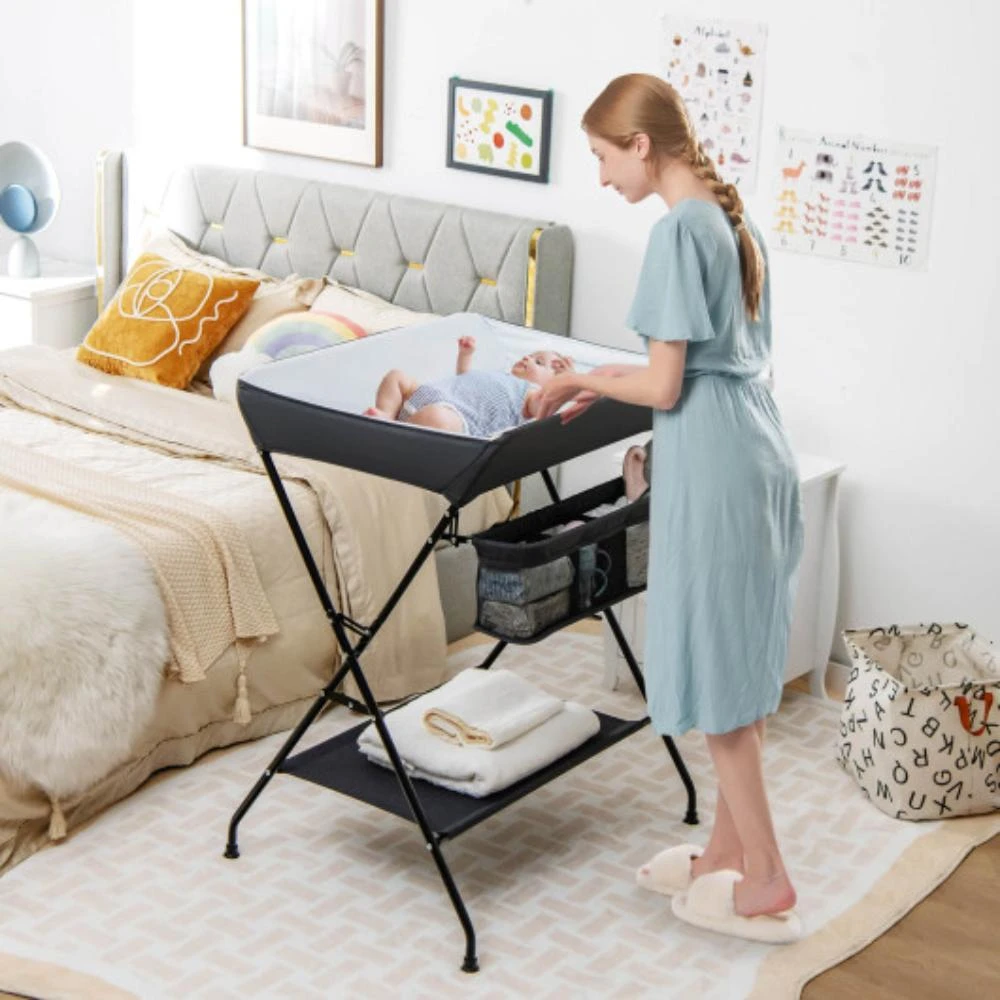 商品Hivvago|Baby Storage Folding Diaper Changing Table-Black,价格¥675,第2张图片详细描述