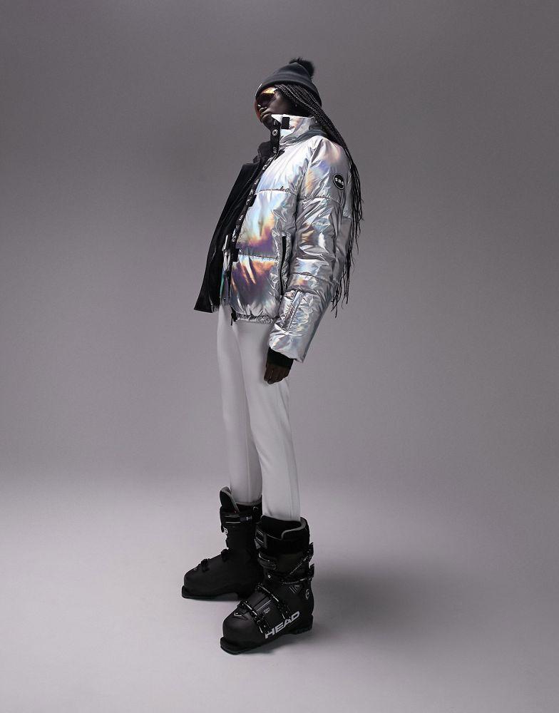 Topshop Sno funnel neck puffer ski jacket in metallic silver商品第5张图片规格展示