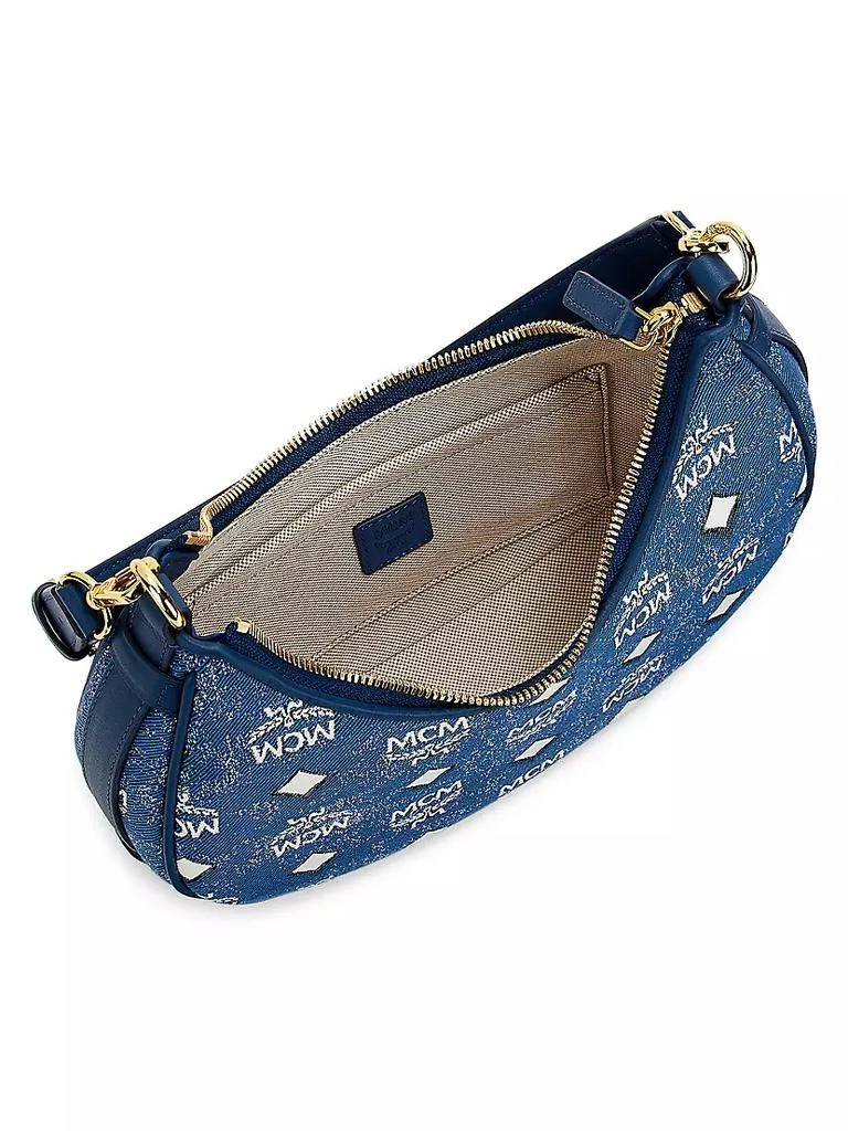 商品MCM|Small Aren Denim Jacquard Hobo Bag,价格¥4669,第4张图片详细描述