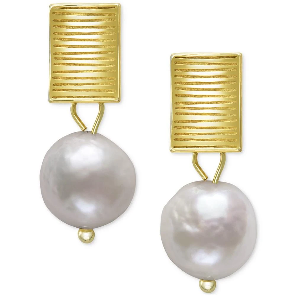 商品Belle de Mer|Cultured Freshwater Baroque Pearl (9-10mm) Drop Earrings in 14k Gold-Plated Sterling Silver,价格¥468,第3张图片详细描述