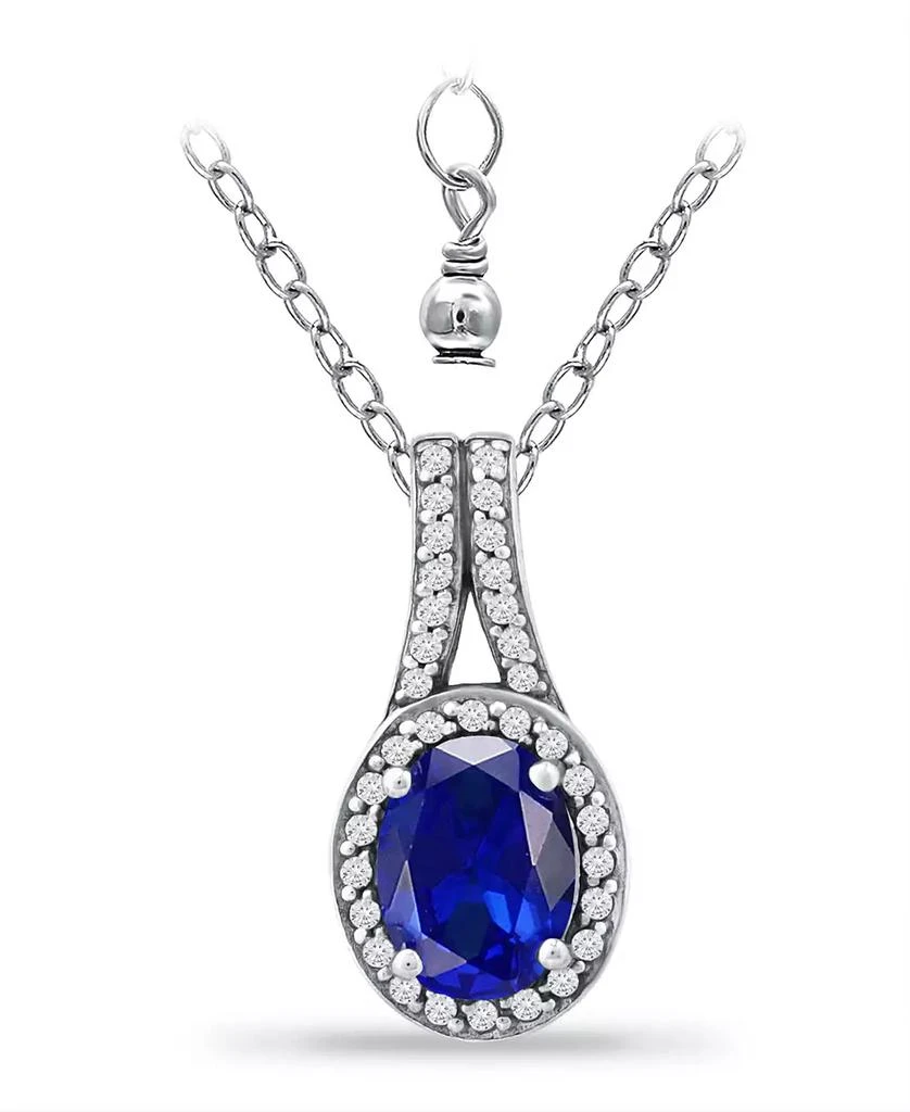 商品Giani Bernini|Simulated Blue Sapphire and Cubic Zirconia Halo Pendant,价格¥131,第1张图片