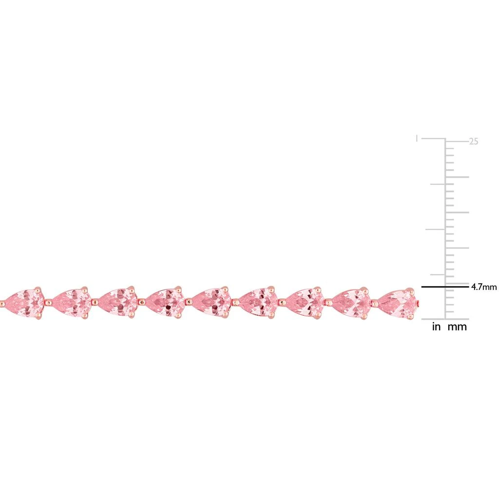 商品Mimi & Max|13 1/2 CT TGW Pear Shape Created Pink Sapphire Tennis Bracelet in Rose Plated Sterling Silver,价格¥451,第3张图片详细描述