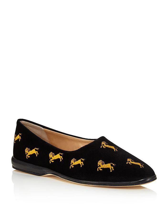 商品Chloé|Women's Skye Almond Toe Embroidered Velvet Flats,价格¥2078,第1张图片