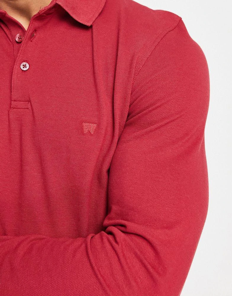 商品Wrangler|Wrangler long sleeve polo in red,价格¥273,第3张图片详细描述