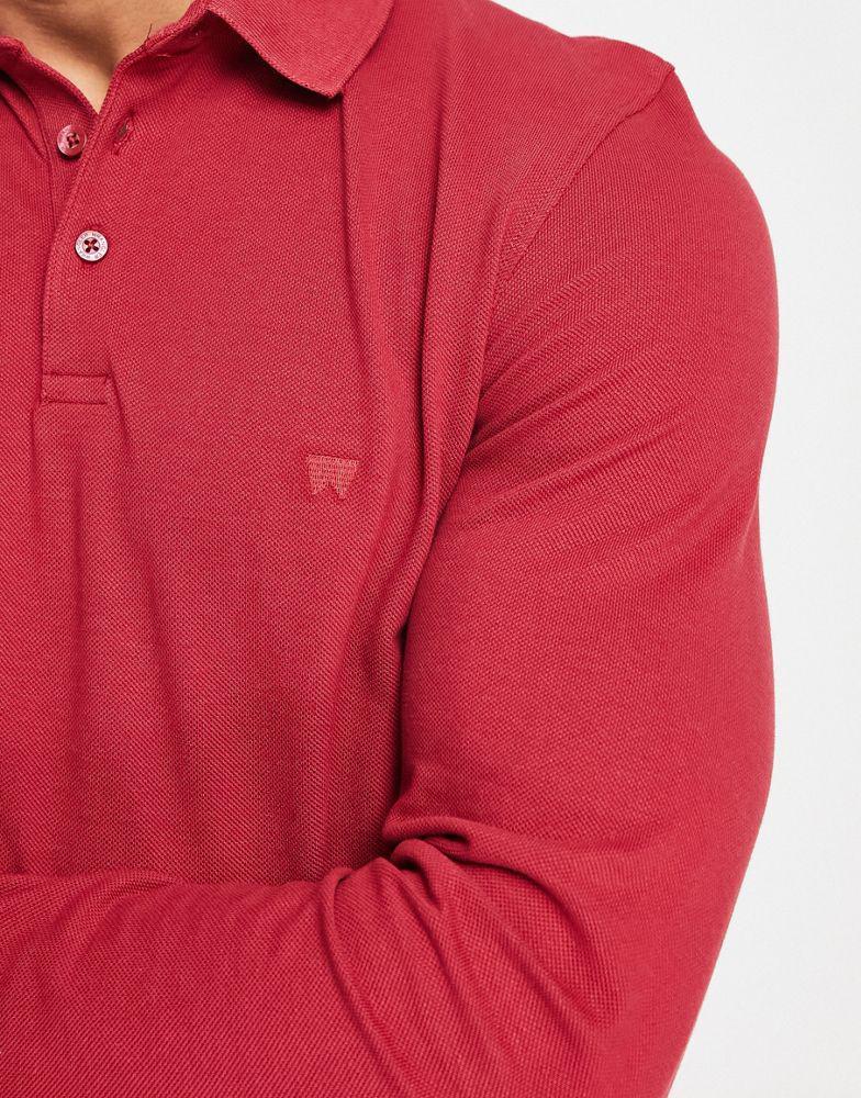 商品Wrangler|Wrangler long sleeve polo in red,价格¥275,第3张图片详细描述