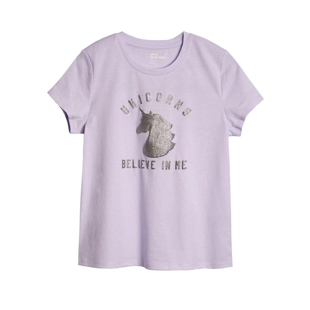 商品Epic Threads|Big Girls Unicorns Believe Graphic T-shirt, Created For Macy's,价格¥62,第1张图片