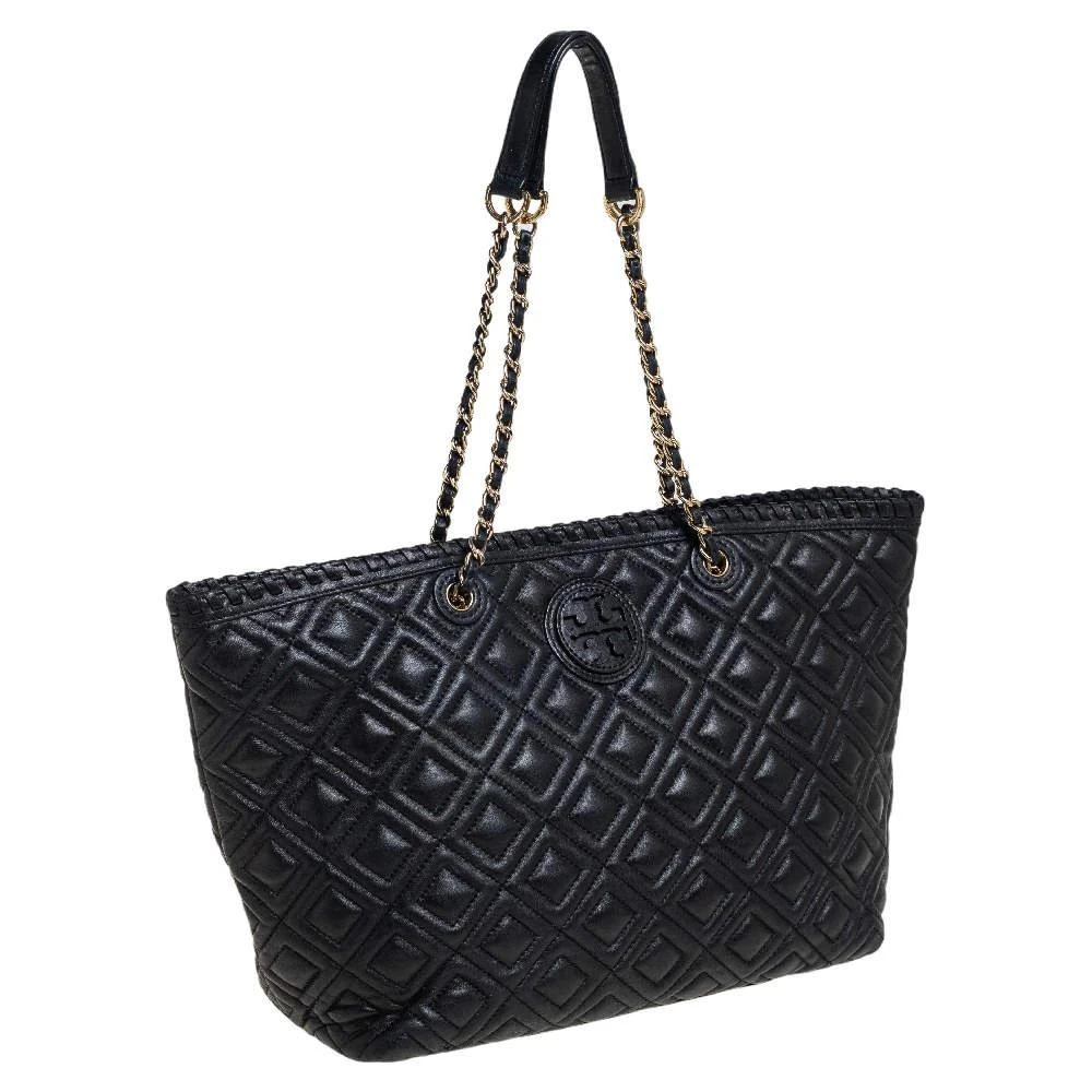 商品[二手商品] Tory Burch|Tory Burch Black Quilted Leather Marion Tote,价格¥968,第3张图片详细描述