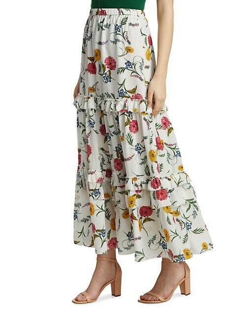 商品Tahari|Silk Ruffle Midi-Skirt,价格¥1881,第6张图片详细描述