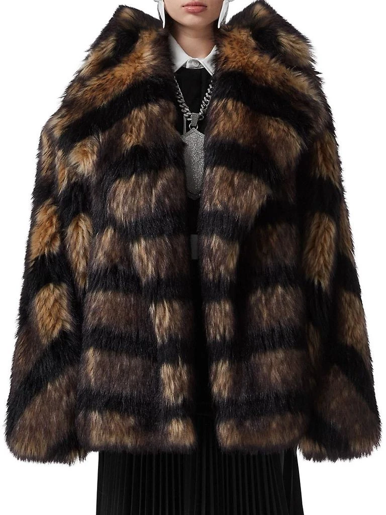 商品Burberry|Striped Faux Fur Coat,价格¥36618,第3张图片详细描述