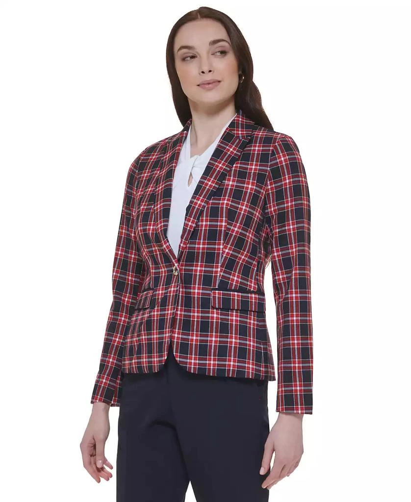 商品Tommy Hilfiger|Women's Plaid-Print Elbow-Patch Blazer,价格¥1051,第3张图片详细描述