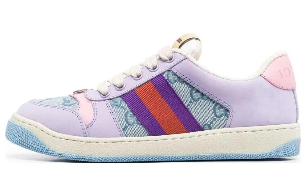 商品[国内直发] Gucci|古驰 Screener 脏脏鞋 低帮系带 时尚板鞋 女款 浅蓝色,价格¥6133,第1张图片