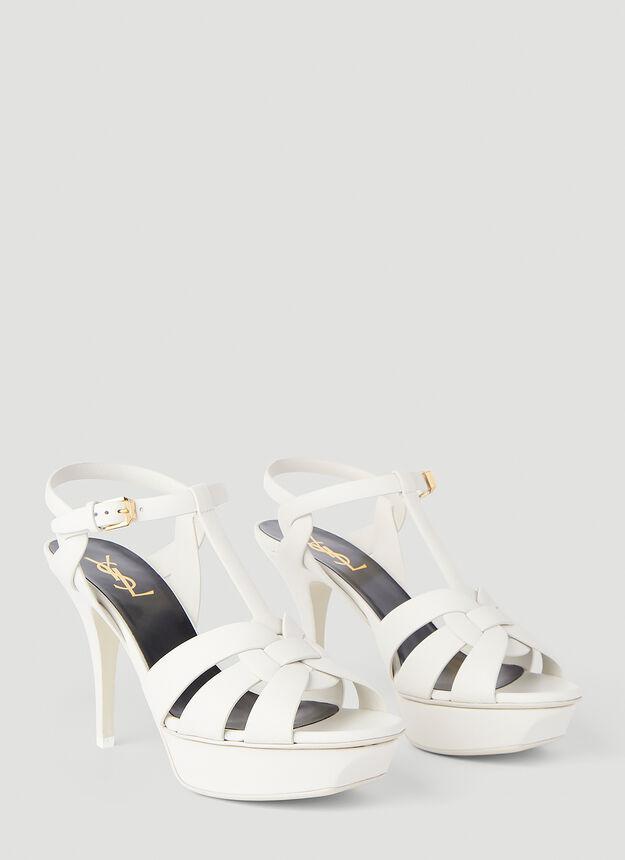 商品Yves Saint Laurent|Tribute Heeled Sandals in White,价格¥6914,第4张图片详细描述
