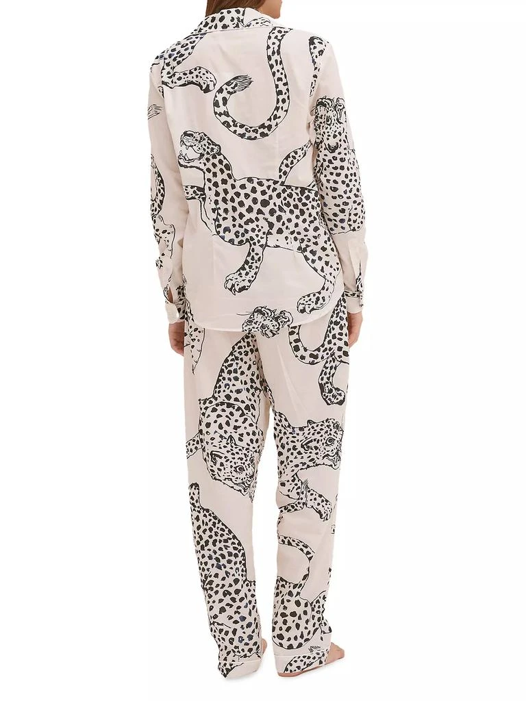 商品Desmond & Dempsey|2-Piece Jag-Print Cotton Pajama Set,价格¥1871,第4张图片详细描述