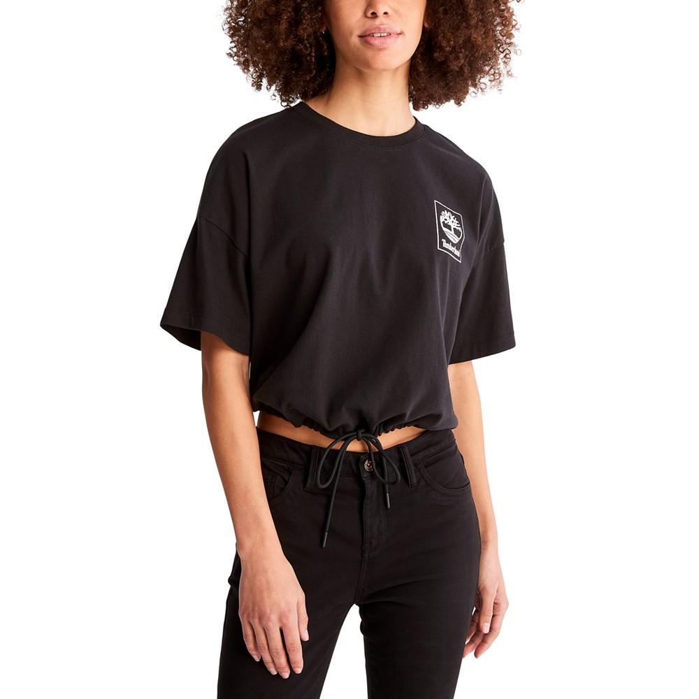 Women's Drawstring-Hem Cropped T-Shirt商品第1张图片规格展示