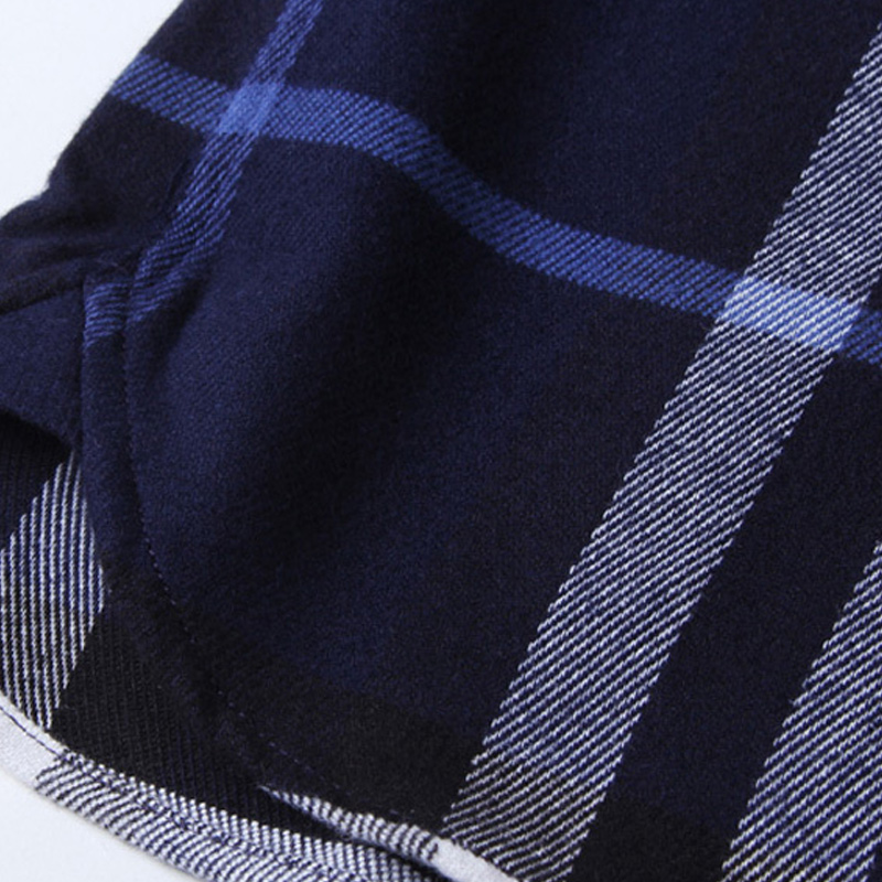 Burberry 博柏利 新款男装经典格子法兰绒棉质长袖衬衫蓝灰色 3942162商品第4张图片规格展示
