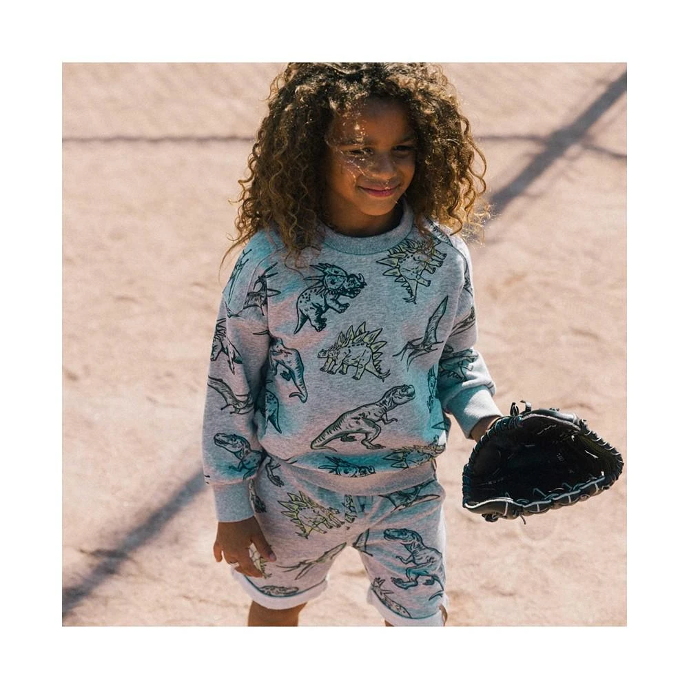 商品Deux par Deux|Boy Printed French Terry Sweatshirt Light Heather Grey Dinosaurs - Toddler|Child,价格¥168,第2张图片详细描述