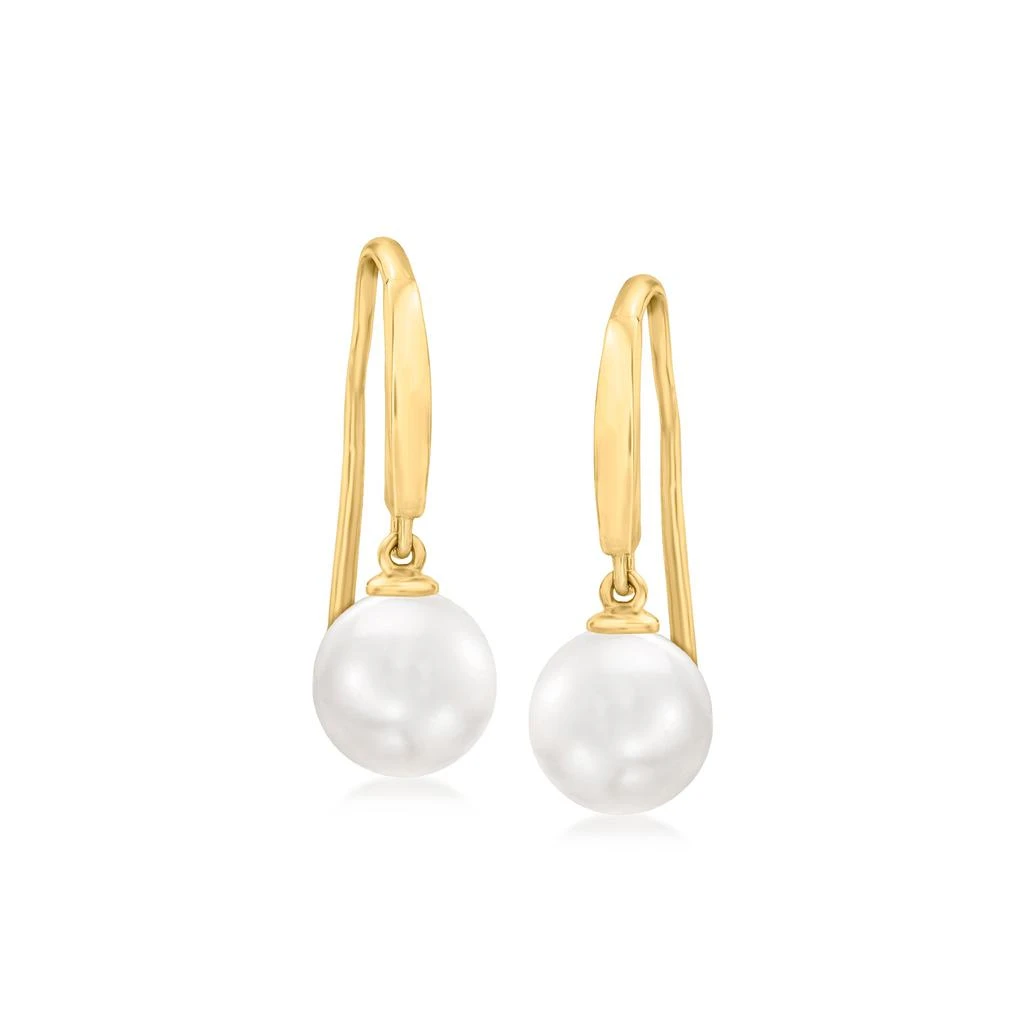 商品Ross-Simons|RS Pure by Ross-Simons 6-6.5mm Cultured Pearl Drop Earrings in 14kt Yellow Gold,价格¥1096,第1张图片