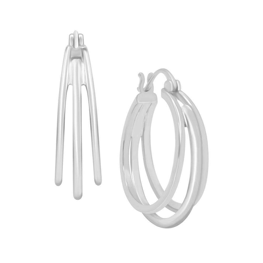Triple Point Oval Click Top Hoop Earring in Silver Plate or Gold Plate商品第1张图片规格展示