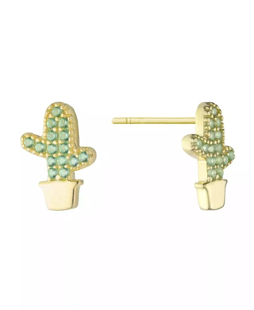 商品Giani Bernini|Green Nano Stones (0.42 ct.t.w) Cactus Stud Earrings in 18K Gold Plated over Sterling Silver,价格¥113,第1张图片