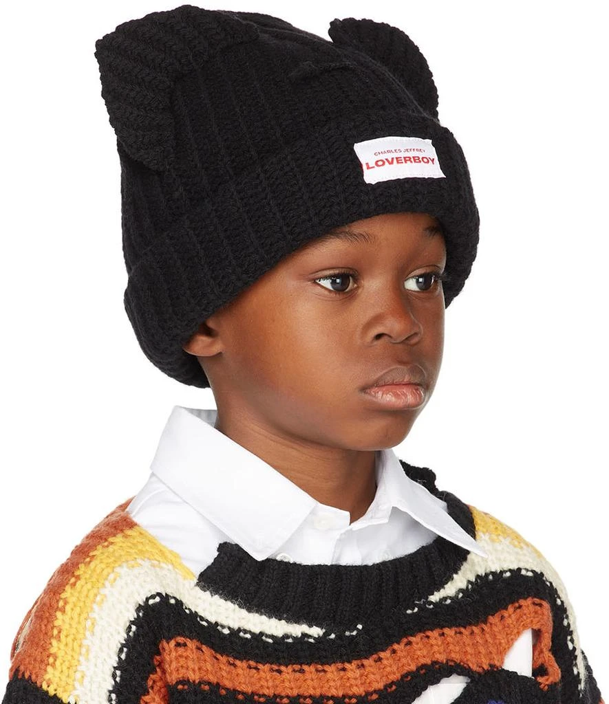 商品Charles Jeffrey Loverboy|SSENSE Exclusive Kids Black Chunky Ears Beanie,价格¥902,第2张图片详细描述