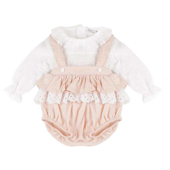 商品Babidu|Ruffle Dungaree Pink 2 Piece Set,价格¥179,第1张图片