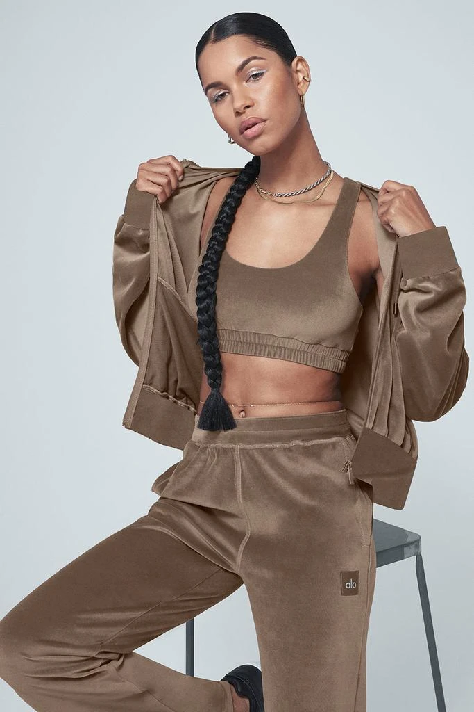 商品Alo|Velour Glimmer Scoop Neck Bra - Hot Cocoa,价格¥140,第5张图片详细描述