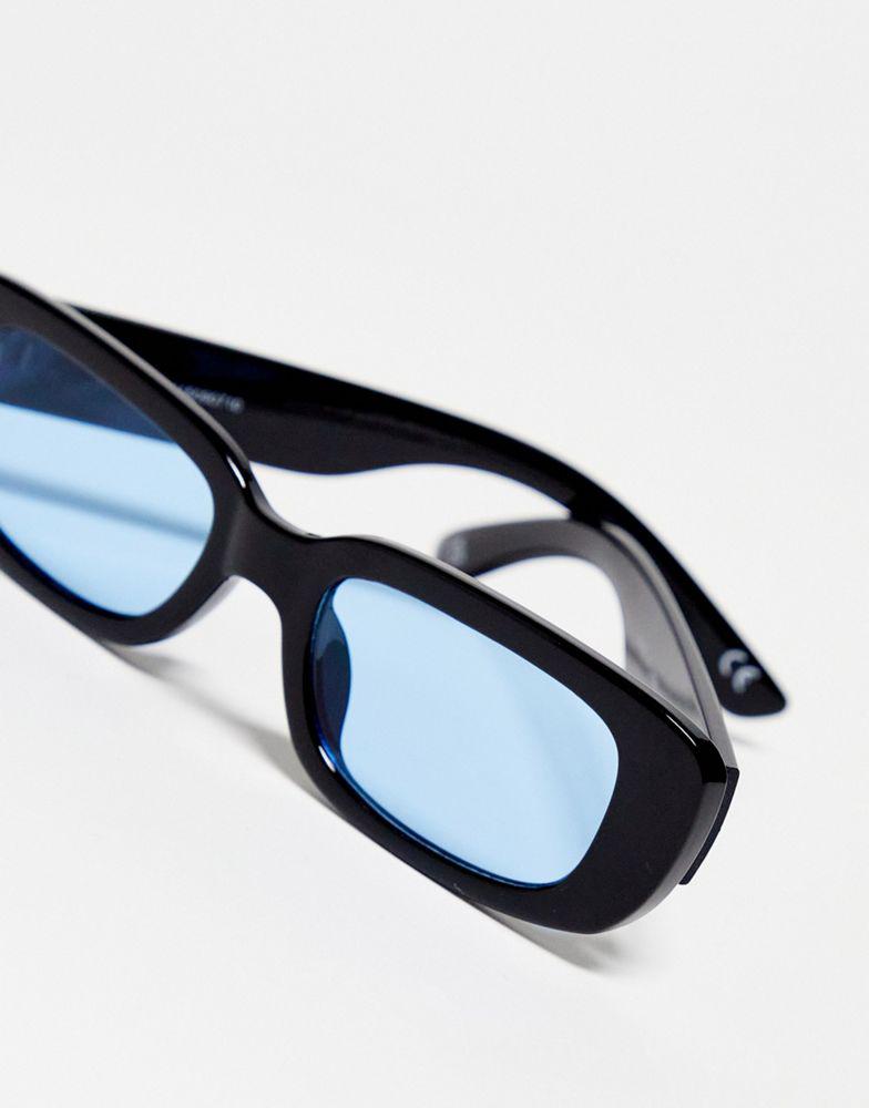 ASOS DESIGN mid rectangle sunglasses with blue lens商品第3张图片规格展示